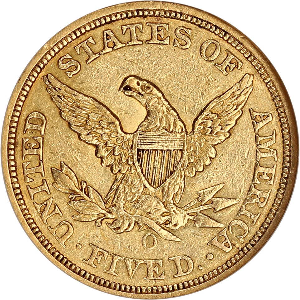 image for: 1857-O $5 NGC AU55