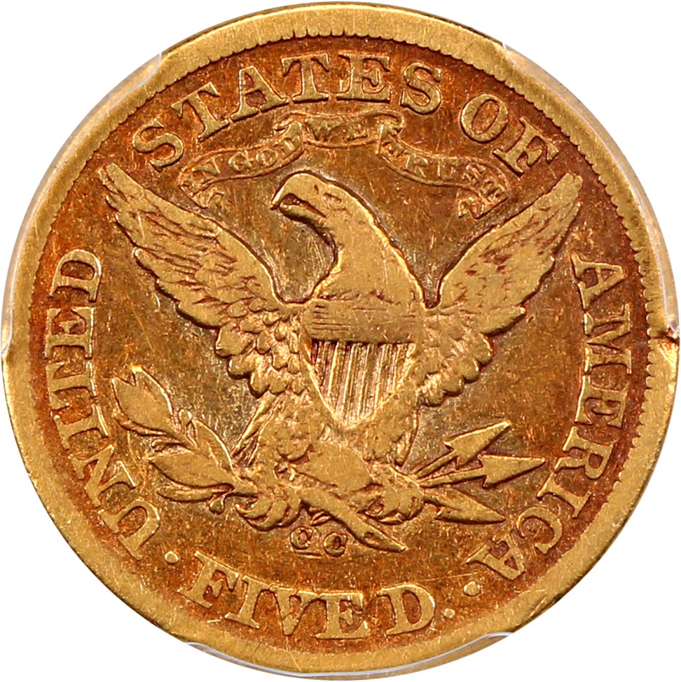 image for: 1873-CC $5 PCGS/CAC F15