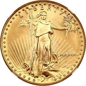 image for: 1987 Gold Eagle $25 NGC MS69