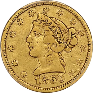 image for: 1850 Moffat $5 PCGS/CAC VF35