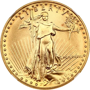 image for: 1987 Gold Eagle $25 NGC MS69