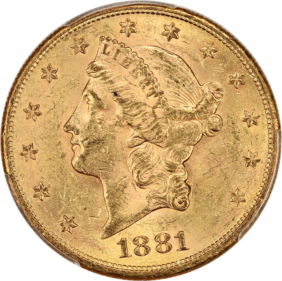 image for: 1881-S $20 PCGS MS61
