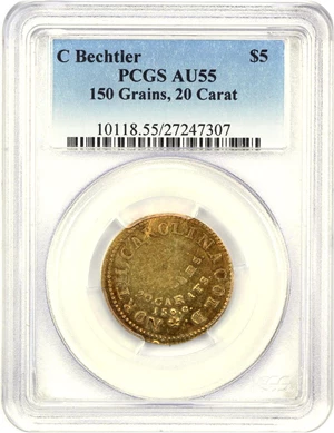 image for: C.Bechtler $5 PCGS AU55 (150 Grains, 20 Carat)