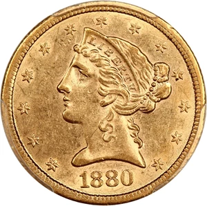 image for: 1880-CC $5 PCGS AU58