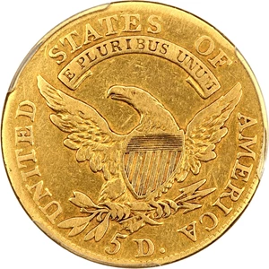 image for: 1807 $5 PCGS F Details (Bust facing Left, Bent)