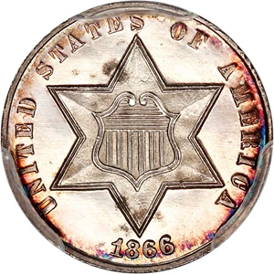 image for: 1866 3cS PCGS Proof 64 CAM