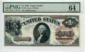 image for: FR. 29 1880 $1 Legal Tender PMG Choice Unc 64 EPQ