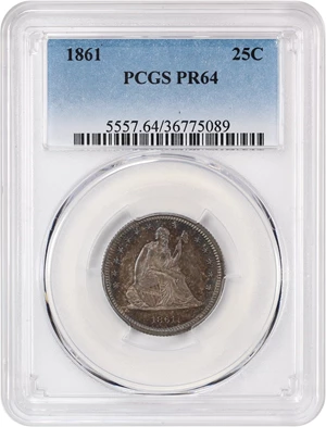 image for: 1861 25c PCGS Proof 64