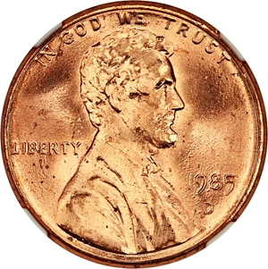 image for: 1985-D 1c NGC MS66 RD