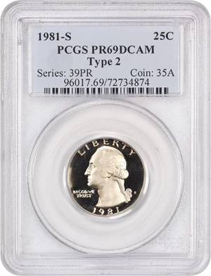 image for: 1981-S 25c PCGS Proof 69 DCAM (Type 2)