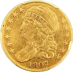 image for: 1807 $5 PCGS F Details (Bust facing Left, Bent)