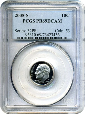 image for: 2005-S 10c PCGS Proof 69 DCameo