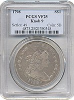 image for: 1798 $1 Knob 9 PCGS VF25 