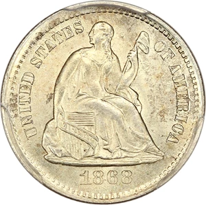 image for: 1868-S H10c PCGS/CAC MS65