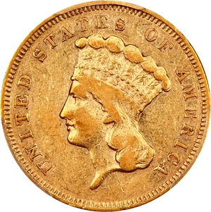 image for: 1855-S $3 PCGS VF35