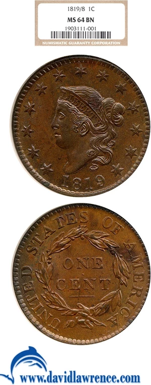 image for: 1819/8 1c NGC MS64 BN