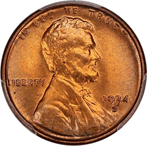 image for: 1934-D 1c PCGS/CAC MS67 RD