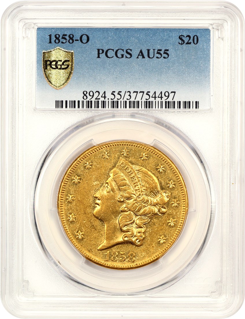 image for: 1858-O $20 PCGS AU55
