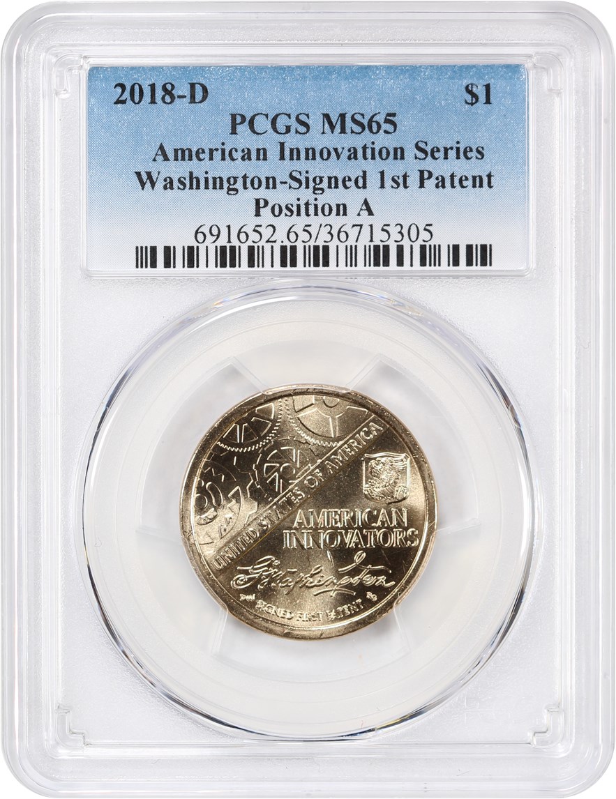 image for: 2018-D Position A $1 PCGS MS65 American Innovation (Washington-1st Patent)