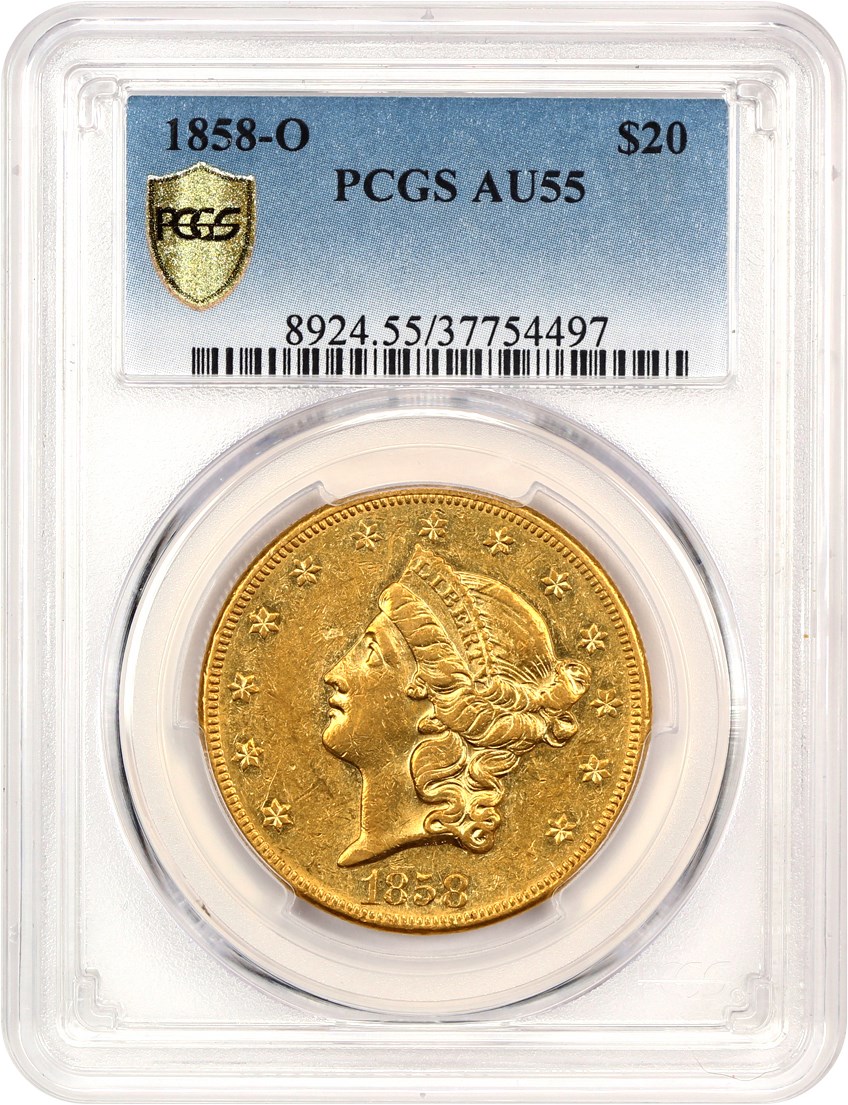 image for: 1858-O $20 PCGS AU55