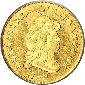 image for: 1799 $10 PCGS AU55 (Large Stars Obverse, OGH)