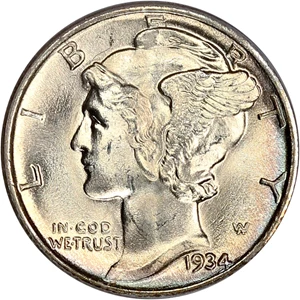 image for: 1934 10c PCGS MS65