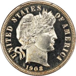 image for: 1908 10c PCGS Proof 65