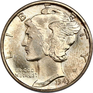 image for: 1943-D 10c PCGS MS66