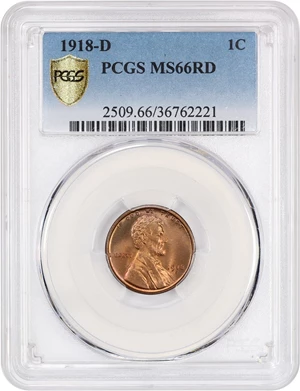 image for: 1918-D 1c PCGS MS66 RD