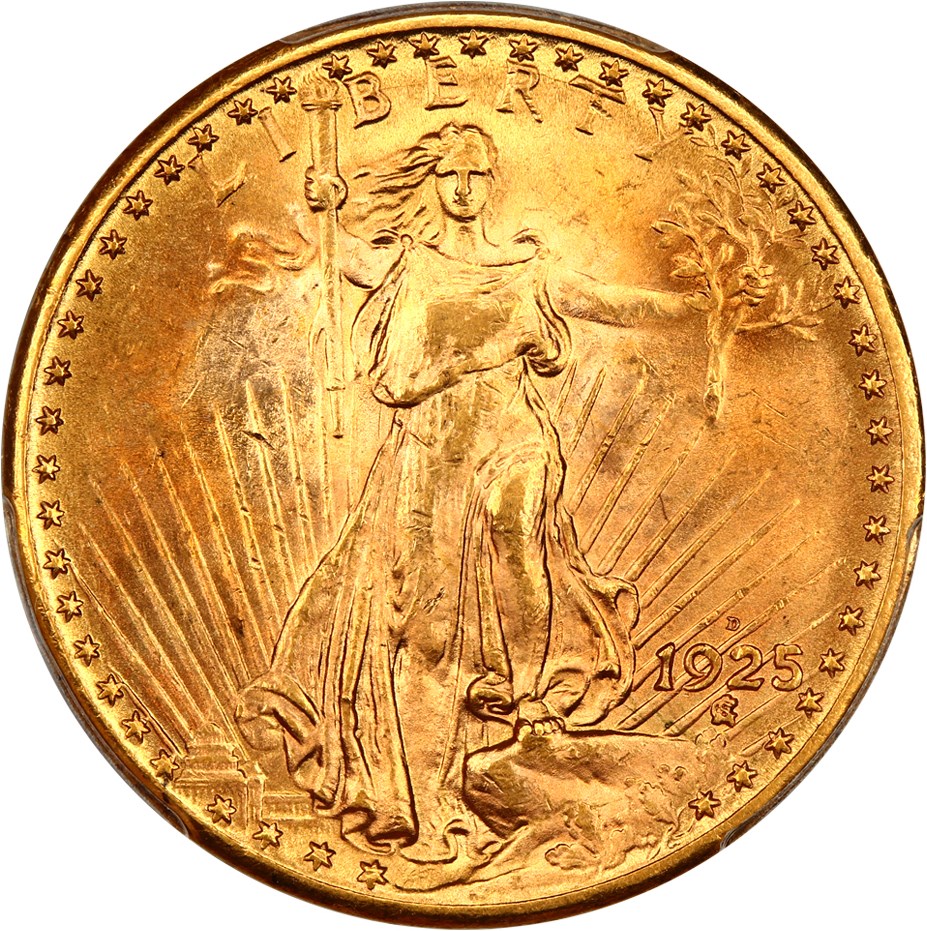 image for: 1925-D $20 PCGS MS64