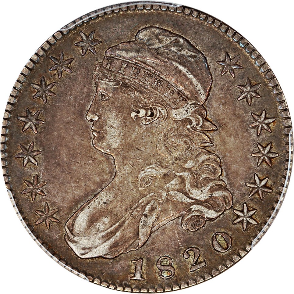 image for: 1820 50c PCGS/CAC XF45 (Overton 105, Square Base 2, Large Date, Knob 2)