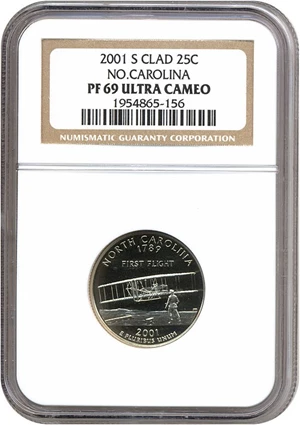 image for: 2001-S 25c North Carolina NGC Proof 69 UCameo