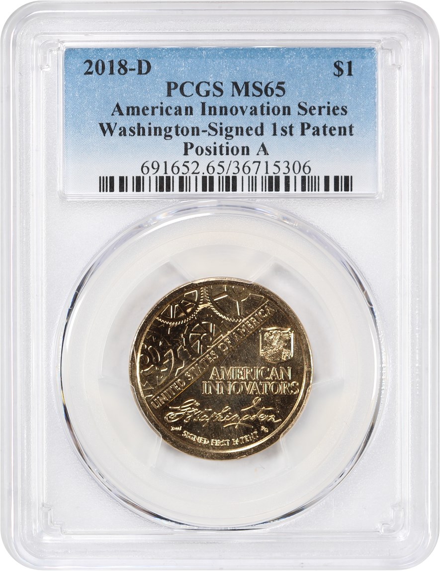 image for: 2018-D Position A $1 PCGS MS65 American Innovation (Washington-1st Patent)