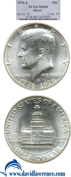 image for: 1976-S 50c Silver PCGS MS68