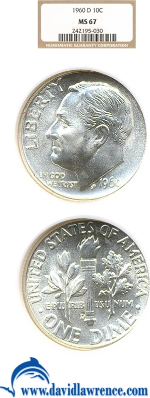 image for: 1960-D 10c NGC MS67