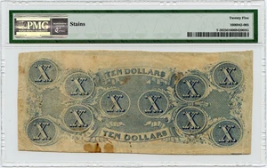 image for: FR. T59 1863 April 6 1863 $10 Confederate States of America PMG Very Fine 25 (Stains)