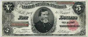 image for: FR. 363 1891 $5 Treasury Note PMG Very Fine 30