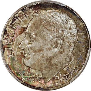 image for: 1958-D 10c PCGS MS65 FB