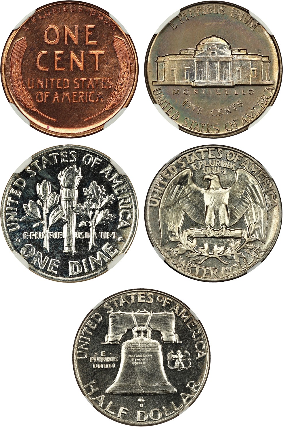 image for: 1950 Proof Set NGC Proof 65-67 (5 Coins)