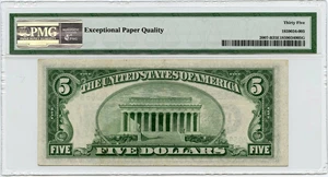 image for: FR. 2007B 1934B Dark Green Seal $5 Federal Reserve Note New York PMG Very Fine 35 EPQ