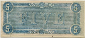 image for: FR. T69 1864 $5 Confederate States of America PMG Unc 62 EPQ