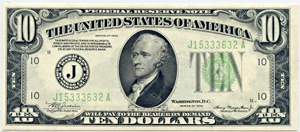 image for: FR. 2005J 1934 Dark Green Seal $10 Federal Reserve Note PCGS Very Choice New 64PPQ