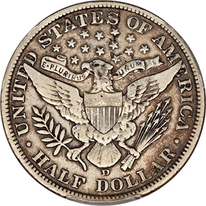 image for: 1908-D 50c PCGS Fine Details (Cleaned)