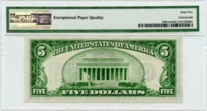 image for: FR. 1956Km 1934 Dark Green Seal $5 Federal Reserve Note Dallas PMG Gem Unc 65EPQ