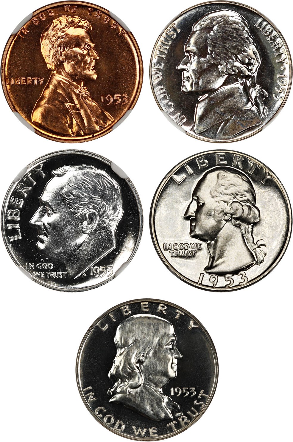 image for: 1953 Proof Set NGC Proof 66-68 (5 Coins)