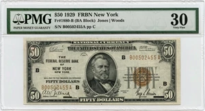 image for: FR. 1880B 1929 $50 Federal Reserve Bank Note New York PMG Very Fine 30