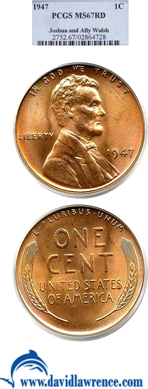 image for: 1947 1c PCGS MS67 RD