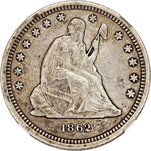 image for: 1862 25c NGC/CAC XF40