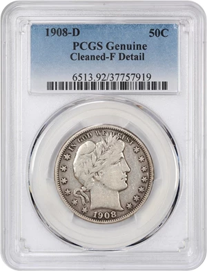 image for: 1908-D 50c PCGS Fine Details (Cleaned)