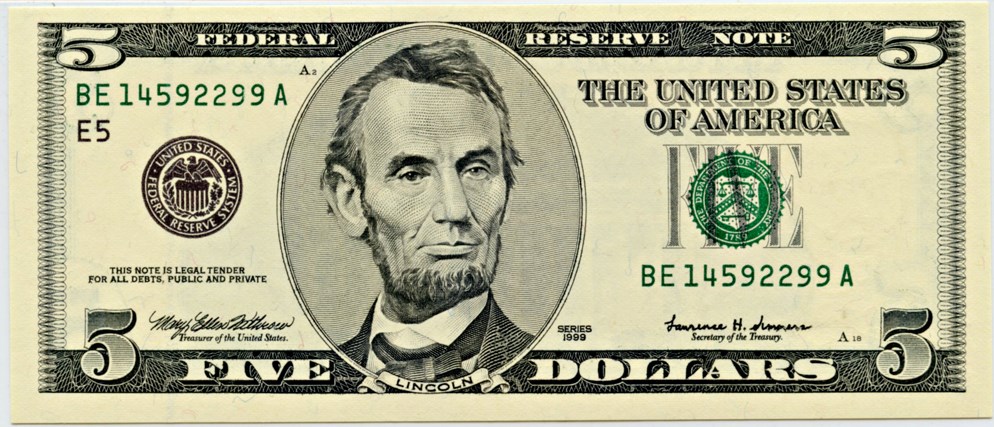 image for: FR. 1986E 1999 Federal Reserve Note Richmond $5 PMG Gem Unc 65EPQ